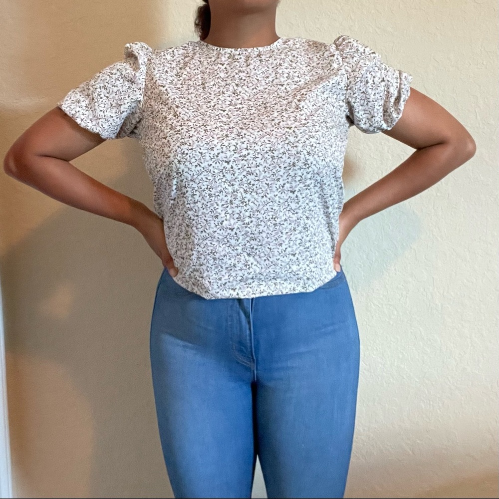 (Pre-loved) Versatile Floral Office Casual Work Blouse